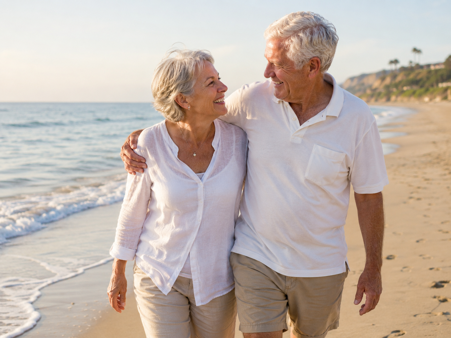 Couple walking on the beach